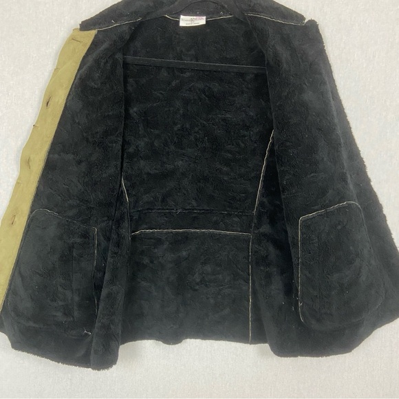 Robert Kitchen Leaf Suede Fleece lined Heavy Womens Coat Sz S - Picture 4 of 8